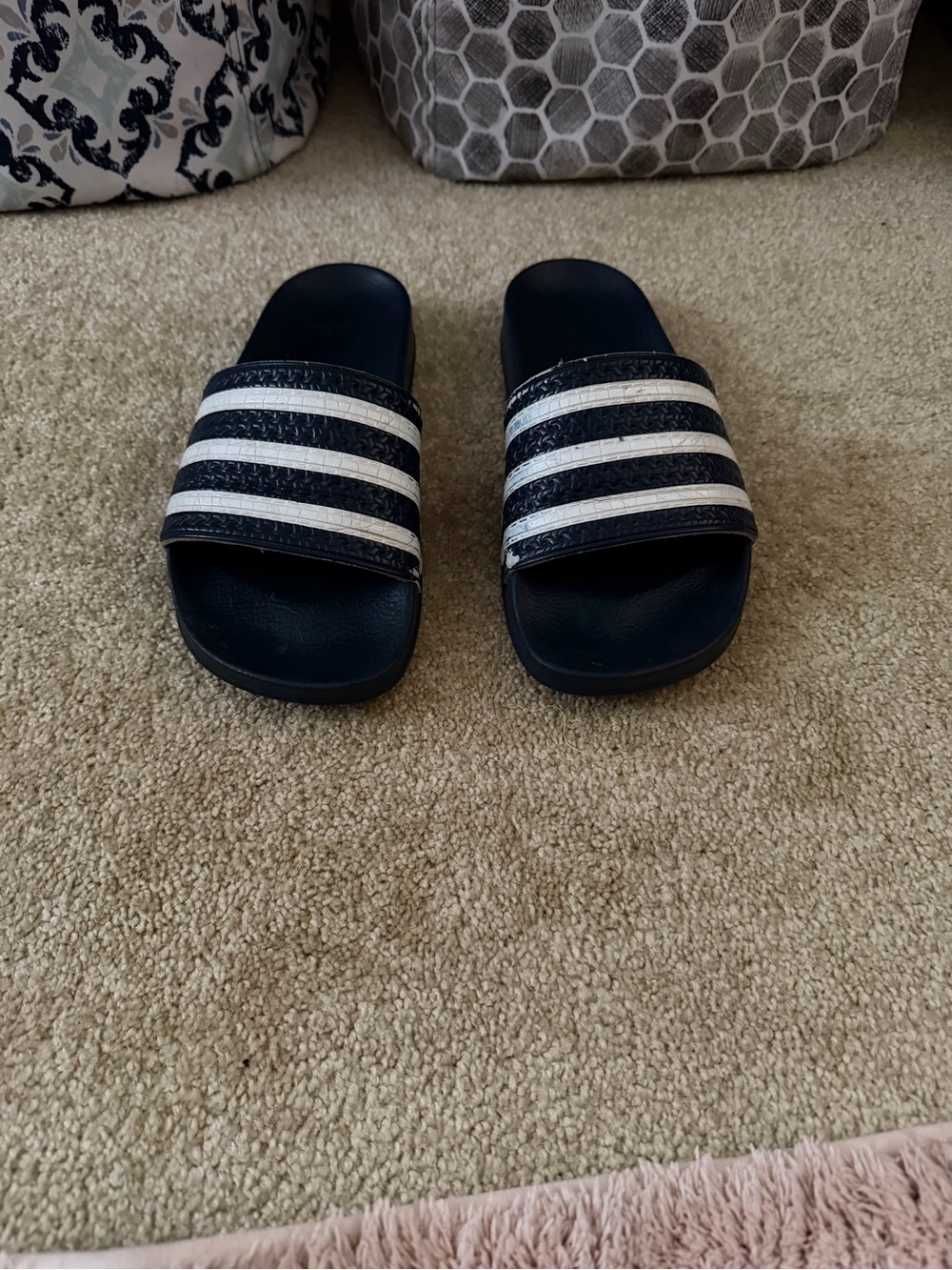 adidas Navy and White Mens Slide Sandals